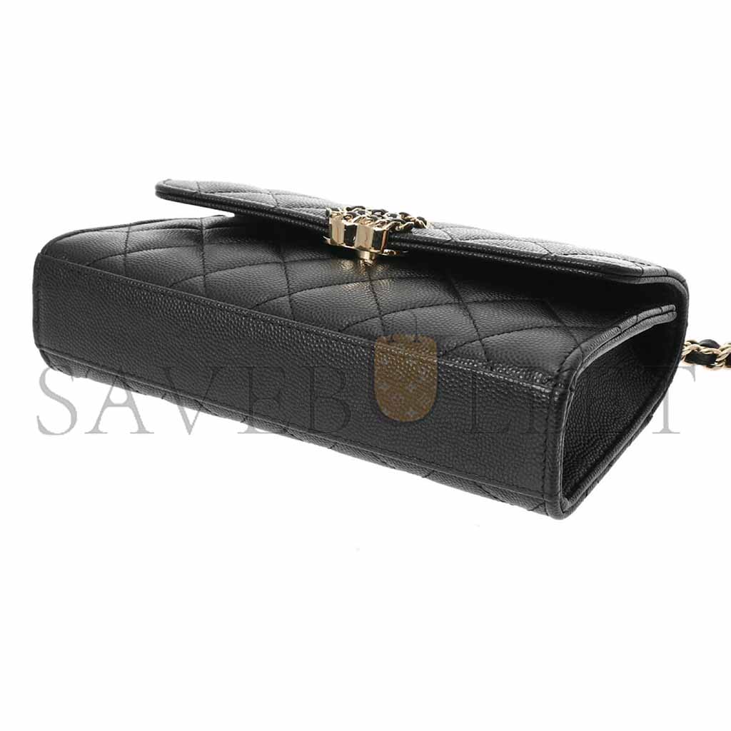 Ch*el black caviar leather phone case shoulder bag (18*10*4.5cm)